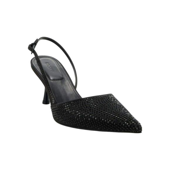 SIMKHAI Dylan Crystal-Embellished Black Glam Statement Slingback Heels, sz 6 NEW - Picture 4 of 7